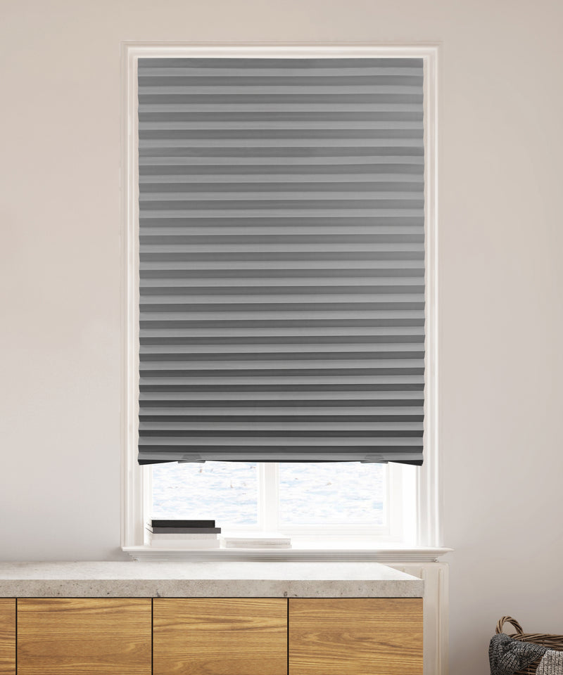 Cut-to-size Cordless Room Darkening PAPER Temporary Pleated Shades_Gray_6 pks