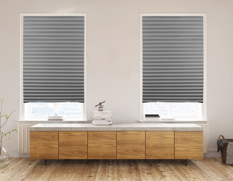 Cut-to-size Cordless Room Darkening PAPER Temporary Pleated Shades_Gray_6 pks